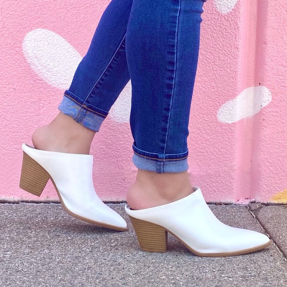 FINAL PRICE! White Vegan Leather Mule Boots - Picture 5 of 8